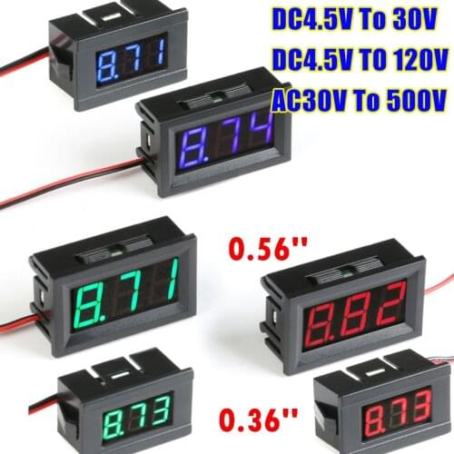 Mini Digital Voltmeter Tester DC 4.5V to 30V Digital Voltmeter Voltage Panel Meter Red/Blue/Green Electromobile Motorcycle Car