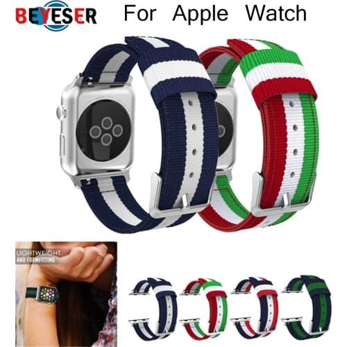 Fashion strap band for apple watch Series 5 4 3 2 1 nylon strap 40mm 44mm classic styles colorful band with adapters 38mm 42mm