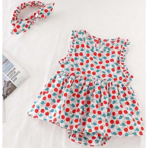 2020 New Sleeveless Print Princess Dress Romper Korean Japan Style Summer Toddler Baby Girl Romper Newborn Cotton Jumpsuit