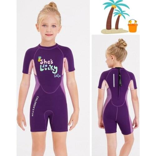 New 2.5mm Childrens Swimsuit Cosmetic Short-sleeved Swimwear Girls Thickened Warm Sunscreen Surf Diving Suit