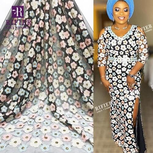 New Style French Sequined Embroidered Net Lace Fabrics African Elegent Women Sequins Classical Party Dress Mesh Sewing Net Laces