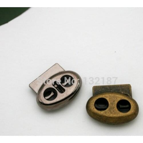 Wholesale 30pcs/lot oval metal alloy stoppers toggle cord locks Drawstring lock with two holes STP-008
