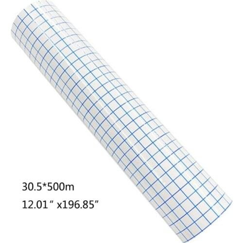 Transparent Medium Tack Vinyl Transfer Roll w/Blue Grid for Signage Crafts