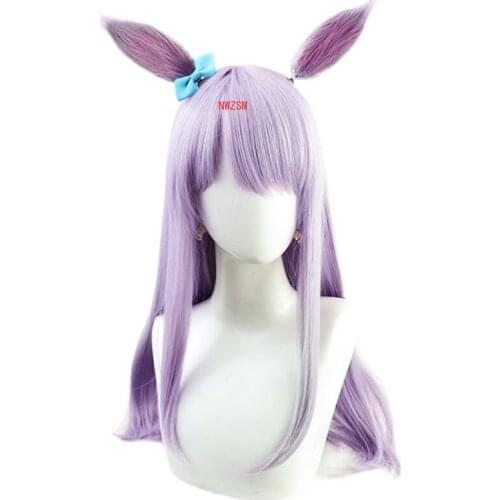 Pretty Derby Cosplay Mejiro McQueen Wig 60CM Long Purple Heat Resistant Synthetic Hair Wig Hallowen Party Role Play