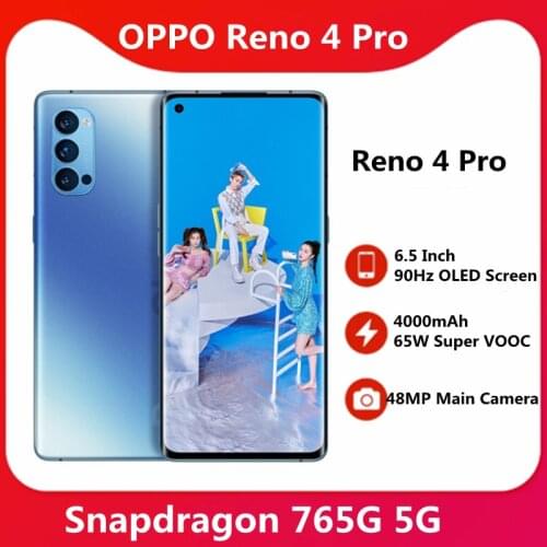 OPPO Reno 4 Pro 5G Mobile Phone 6.5 inch 90Hz OLED Curved Screen Snapdragon 765G face unlock Hyper Boost 3.0 NFC Google Play