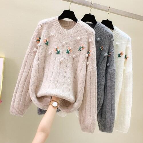 Thick Pink Cute Sweet Female Autumn Clothes Korean Knitted Sweaters For WomenS Pullovers 2020 Winter Sweater Clothes Long A6568