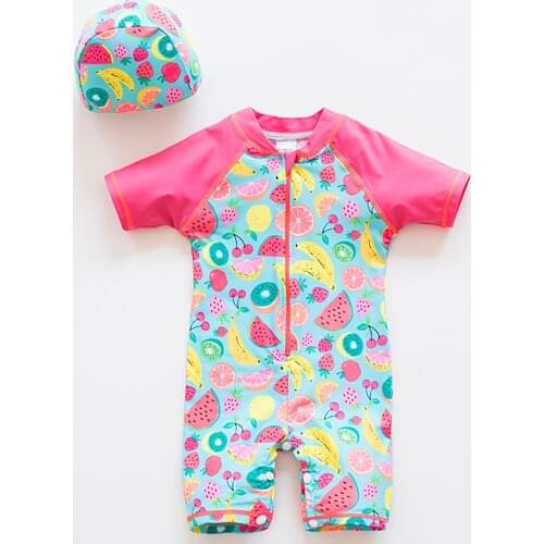 Crotchless Childrens Swimsuit Fruit Print Swim Suit Summer UV Girls Bathing Kid Swimming Toddler Boy Sweamwear Swimwear 2020