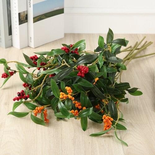 64cm High Quality Silk Artificial Flowers Home Decor Fake Berry Bouquet Living Room Christmas Wedding Decoration DIY Accessories