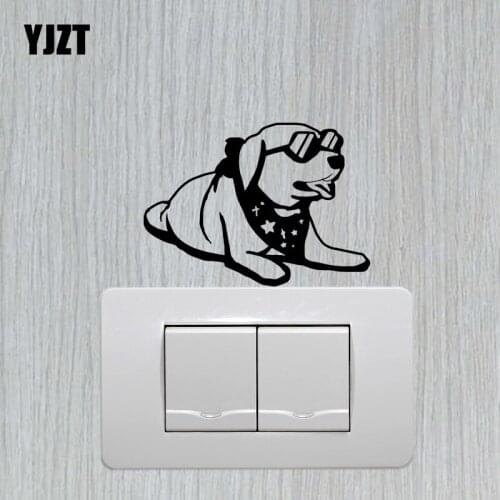 YJZT Art Fashion Vinyl Switch Sticker Wall Decal Cartoon Animal Decor A Dog With Glasses S19-0815