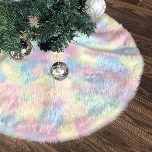 Christmas Tree Skirt Colorful Plush Rainbow Tree Skirt Christmas Tree Skirt Christmas Decoration For Christmas Crafts