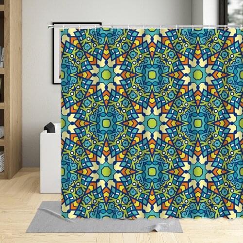 Indian Bohemian Shower Curtain Ethnic Style Bathroom Home Decor Geometric Pattern Curtains Waterproof With Hook Machine Washable