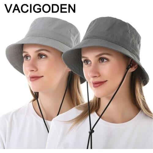 VACIGODEN Women Summer Soild Color Bucket Hat Breathable Sunbonnet Fedoras Outdoor Chapeau Fisherman Caps De Pescador Gorros