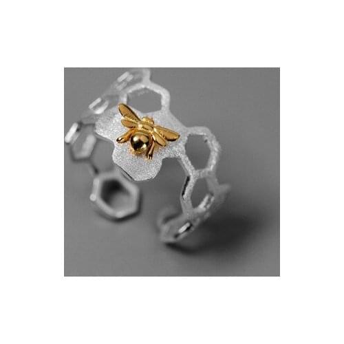 Female Retro Hollowed Bee Hive Opening Rings Wedding Band Promise Love Engagement Rings For Women