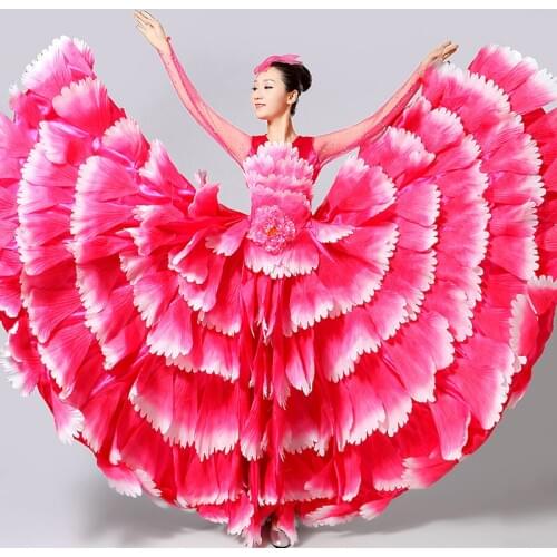 Spanish Bullfighting Dance Flamenco Skirt Ballroom Women Dress Gypsy Red Stage Wear Performance Costume Ladies Clothes DN3042