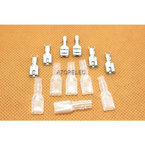 1 Set 4.8mm Wiring Crimp Terminal Female Spade Connector + Insulation Sheath Case