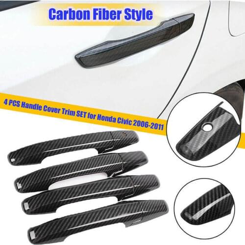 1 Set Carbon Fiber Style Car Exterior Door Handle Grab Frame Cover Trim For Honda Civic FD 2006-2011 Car Styling