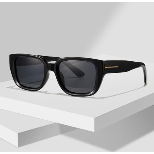 2020 High Quality Tom sunglasses female rectangle transparent frame brand designer retro sunglasses unisex square brown UV400