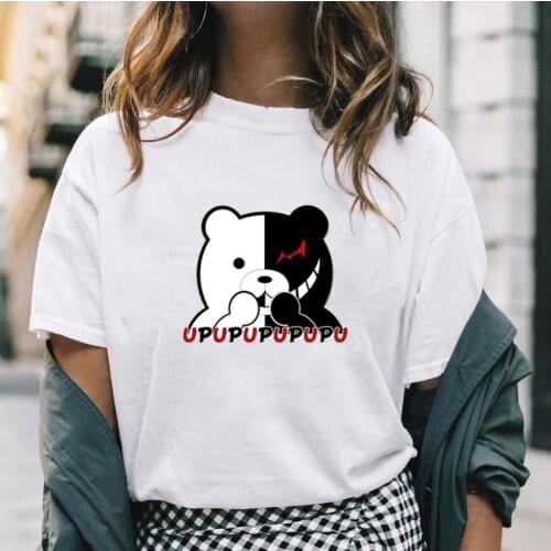 2021 Summer Hot Sale Danganronpa Monokuma T-shirt Japan Anime Harajuku Streetwear Cartoon Loose Short Sleeve Cotton Tops