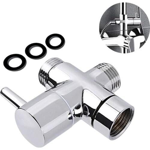 3 Way Valve Solid Brass G1 / 2 Hand Shower Components Adapter Inverter Shower System Spare Part Polished Chrome