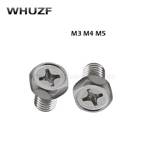 30pcs/40pcs/60Pcs M3 M4 M5 GB818 304 Stainless Steel Cross Recessed Hex Head Screws Phillips Screws HW002