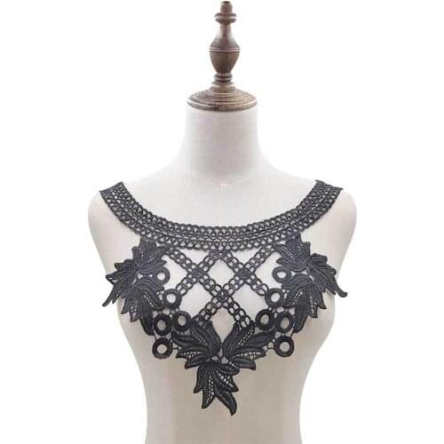 35cmX31cm 1Pcs Neckline Lace Applique White Black Fabric Sewing On Womens Clothing Fashion Accessories DIY Handmade