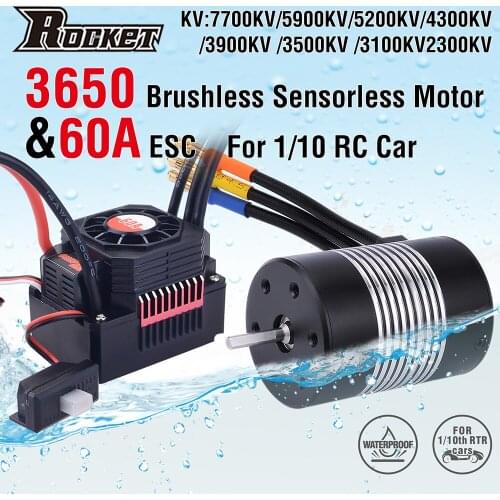 3650 Waterproof Brushless Sensorless Motor 2300KV 3100KV 3500KV 4300KV 5900KV 5200KV 7700KV for 1/10 RC Car
