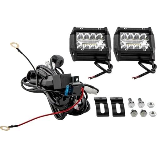 4" LED Work Light Bar Pods Flood Spot Combo Fog Driving Kit For ATV Offroad + Wiring