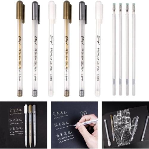 6Pcs Highlighter Pens Water Base Waterproof w/ Pen Refills Card Making Paint Markers for DIY Album Kids Drawing Painting