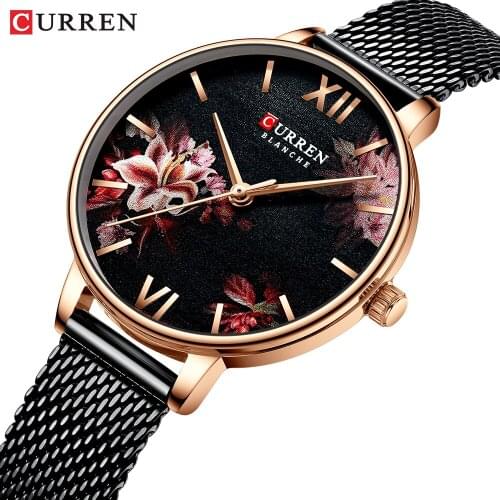 New Women Watches CURREN Stainless Steel Mesh Quartz Wristwatch Female Casual Charm Watch for Ladies relogios feminino for Gift