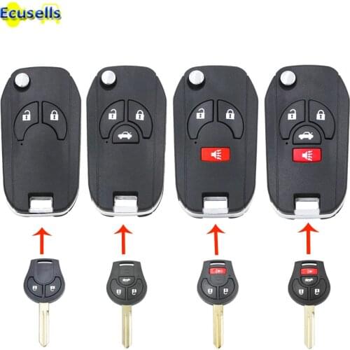 2/3/4 Buttons Modified Flip Folding Key Shell Case Fob for NISSAN Cube Juke Rogue Note Micra with NSN14 Uncut Blade