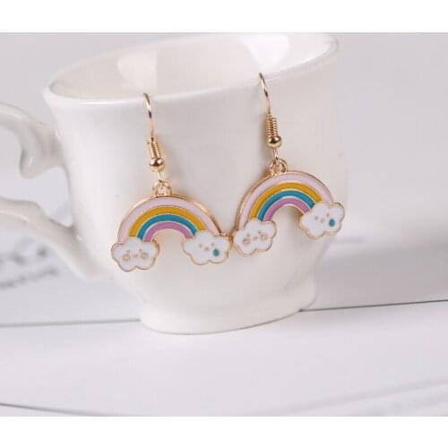 Girl Rainbow Cloud Design New Fashion Color Pendant Korea Earrings Party Wholesale Brincos Earrings Women Jewelry Gifts