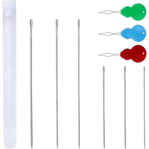 LMDZ 6pcs Beaded Needle Big Eye Needles DIY Long String Cord Jewelry Making Tools Metal Pins Sewing Needles Household Sewing