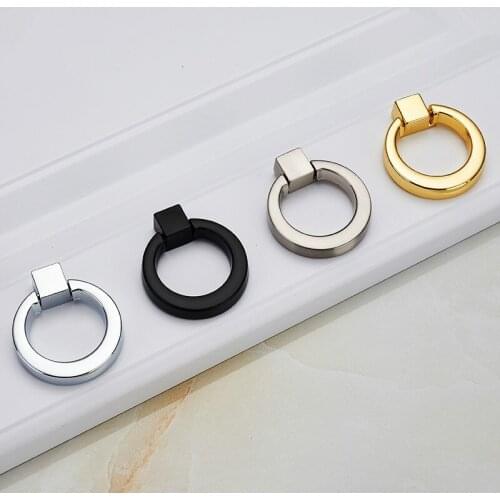JD Ring Circle Handles Zinc Alloy Door Handle Pulls American Cabinet Drawer Knobs With Screws For Furniture Hardware