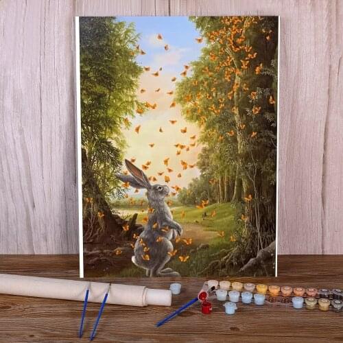 Animal Rabbit Coloring By Numbers Painting Complete Kit Oil Paints 40*50 Picture By Numbers Photo Home Handicraft