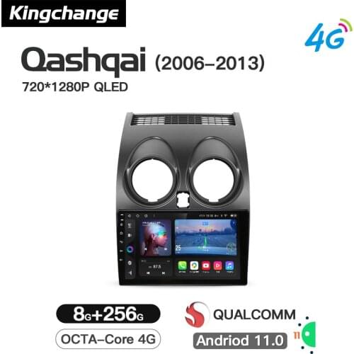 Kingchange Android 11 Car Multimedia Video Player For Nissan Qashqai J10 2006-2013 Radio Stereo BT GPS Wifi DSP Navigation