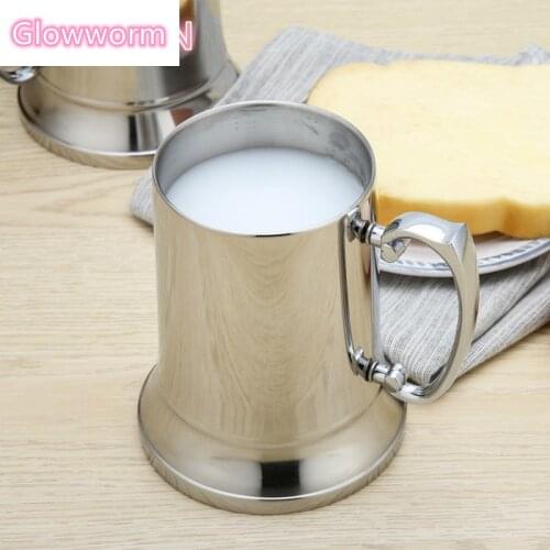 Tankard Stein Double Wall Stainless Steel Beer Mug Cocktail Breakfast Milk Mugs with Handgrip Coffee Cup Bar Tools Drinkware