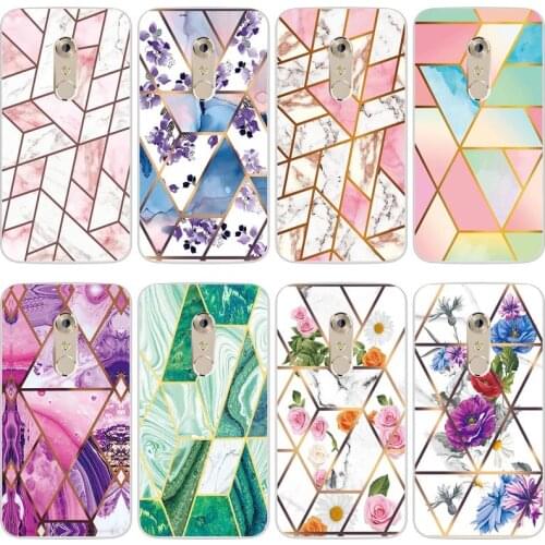 Soft Phone Case for ZTE Axon 7 A2017 A2018 Axon 7S Funda Glossy Colorful Flower Silicone Phone Back Cover Geometric Marble Shell