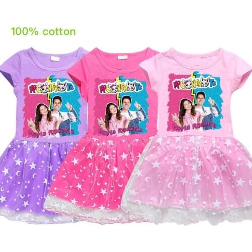 New Summer Kids Clothing Girls Dress Lace Cartoon Foreign Tide Childrens Clothes Pretty Princess Pleated Dresses Me Contro Te