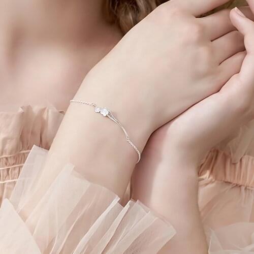 New Plum Blossom Branch Flower Thai Silver Color Handmade Bracelet For Women Girls Dainty Unique Simple Jewelry Gifts SL2405