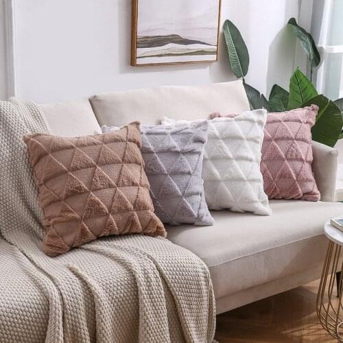 Solid Color Double-sided Plush Cushion Cover 45*45cm Pillow Covers Pillowcase Sofa Cushions Pillow Cases 0658