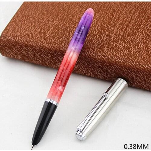 Jinhao Acrylic Extra Fine Fountain Pen Stainless Steel Cap Smooth Writing Ink Pen for Office School - Gradient Red