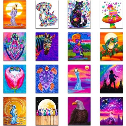 Full Square Diamond embroidery Cartoon dog Diamond mosaic animal cat frog zebra 5D DIY Diamond painting colorful tortoise eagle