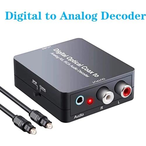 96kHz DAC Converter Digital SPDIF Toslink to Analog Stereo Audio R/L Converter Adapter with Optical Cable