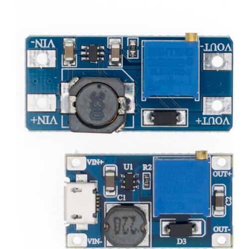 1PC MT3608 DC-DC Adjustable Boost Module 2A Boost Plate Step Up Module with/without MICRO USB 2V-24V to 5V 9V 12V 28V