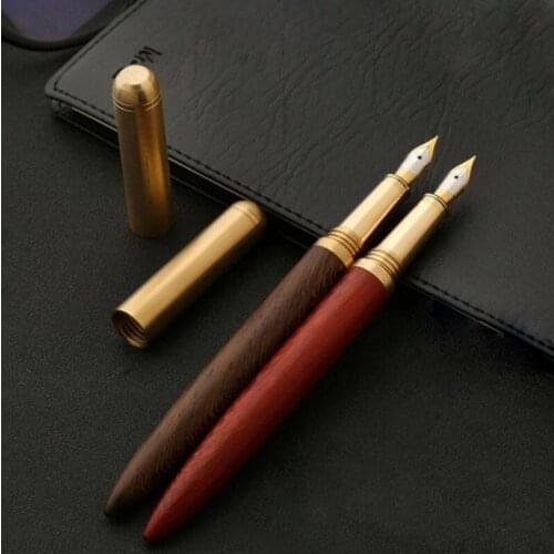High Quality Luxury Wood Fountain Pen Ink Pen Nib 0.5mmMahogany Sandalwood Brass Pen Signature Pen