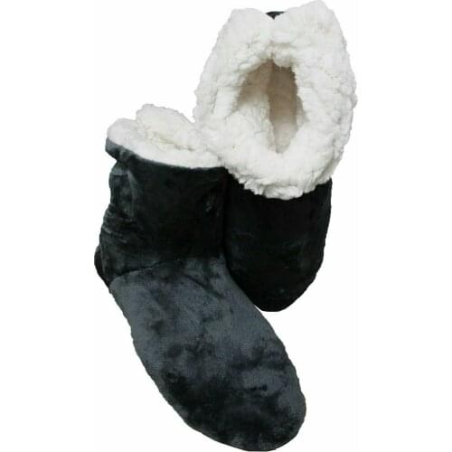 Gray Slippers High House Boots Home Men Plush Slippers Rubber Sole Booties Winter Thick Boot