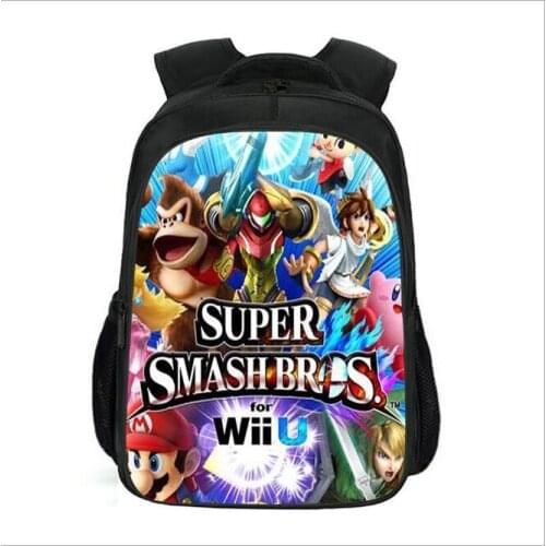 Schoolbag for primary school students grade 1-3-5 cartoon children Super Smash Bros game backpack hot sale 16inch