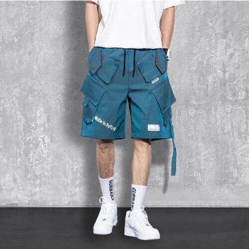 Mens Shorts Summer Street Hip Hop Punk Pants Korean Fashion Male Casual Shorts with Slant Pocket Campus Teenager Casual Wearing