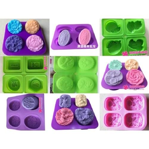4 hole flower/cartoon animal/angel series silicone soap mold cake mould baking kitchen tools