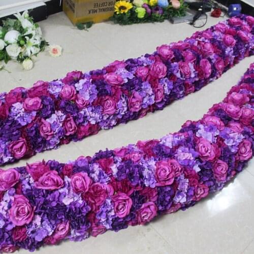 SPR 2m*30cm width wedding small arch flower table runner flower wall stage backdrop decorative artificial flower wholesale